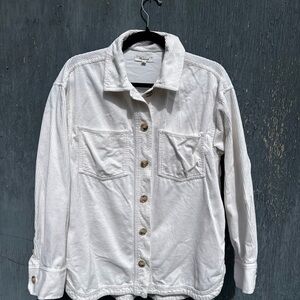 Madewell White Button-Up Shirt with Pockets- corduroy